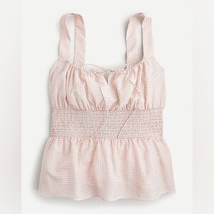 J CREW Smocked-waist tank in gingham M